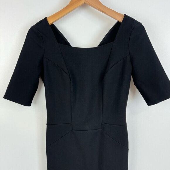 Office Little Black Dress Low Back Stretch Workwear Size XS Cocktail Midi - Picture 15 of 15